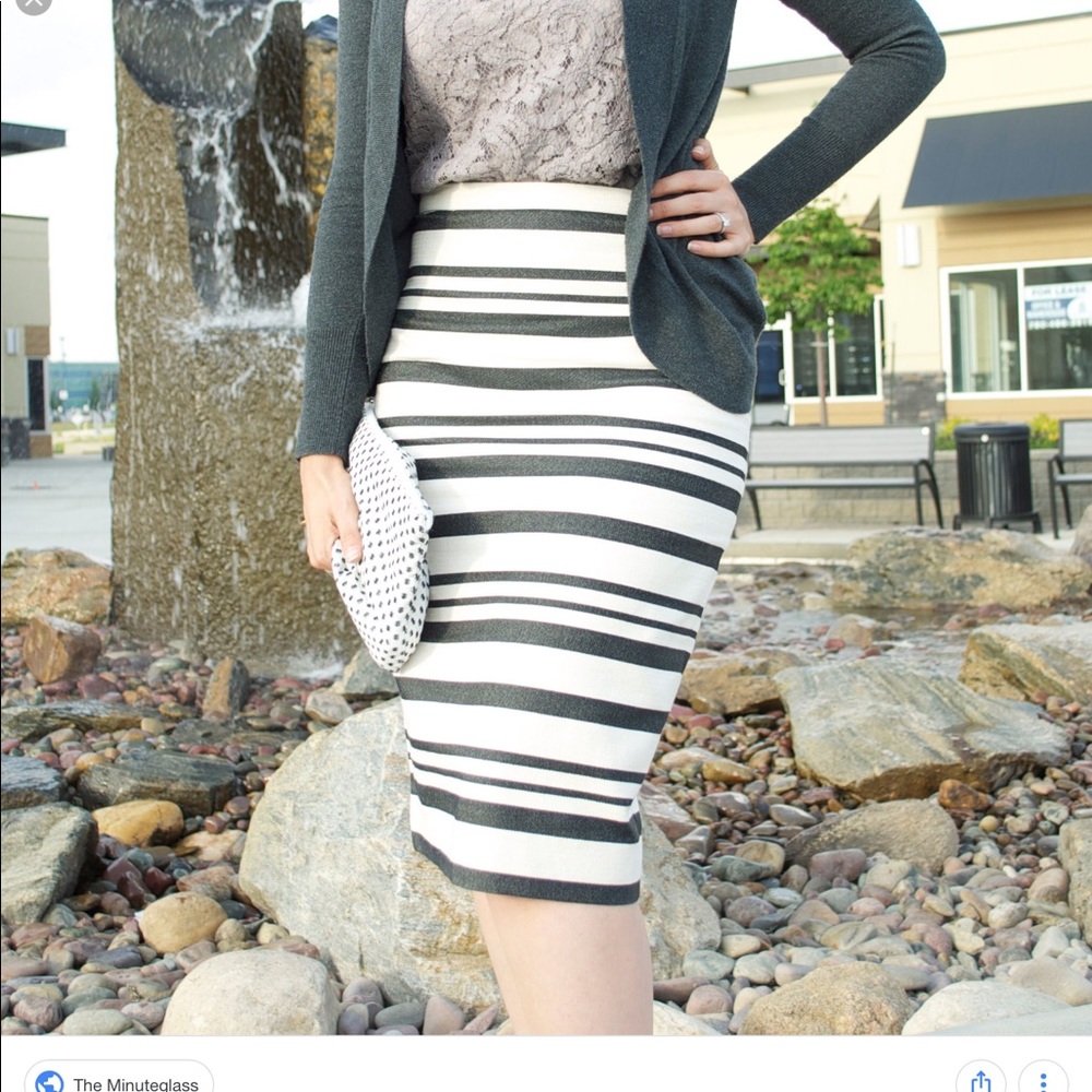 JCrew Striped Navy Pencil Skirt